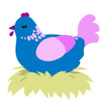 A sapphire and lavender chicken with a neck-speckle pattern