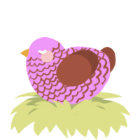 A lavender and russet chicken with a lace pattern
