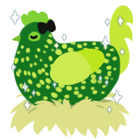 Injune Mitori, a leaf and lime chicken with a speckle pattern