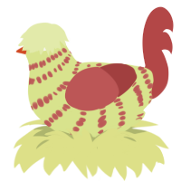 Chamoy, a lemon and red chicken with a bar pattern