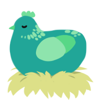 A turquoise and spring chicken with a neck-speckle pattern
