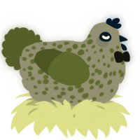 A ash and olive chicken with a speckle pattern
