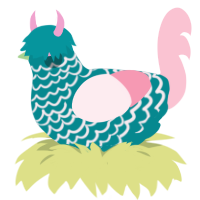 梅雨, a teal and rose chicken with a lace pattern