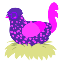 A overcast and orchid chicken with a speckle pattern