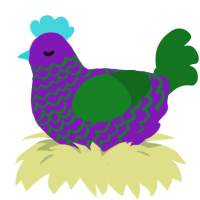 A violet and leaf chicken with a lace pattern