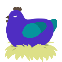 A indigo and teal chicken