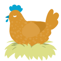 A orange chicken with a speckle pattern