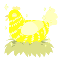 Blinding Lightning, a lime and white chicken with a bar pattern