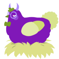Eggy, a violet and lemon chicken