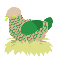 Grass Lawn, a beige and viridian chicken with a lace pattern