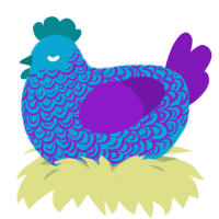 deep end of the pool, a cerulean and violet chicken with a double-lace pattern