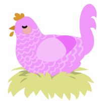 lil milky, a lavender chicken with a lace pattern