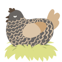 disturbed, a grey and beige chicken with a lace pattern