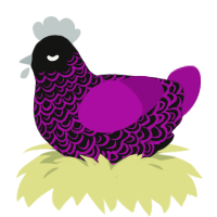 A black and plum chicken with a double-lace pattern