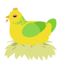 gall bladder, a yellow and grass chicken with a neck-speckle pattern