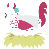 saignée, a white and maroon chicken with a half-lace pattern