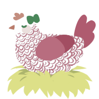 peppermint, a mist and crimson chicken with a double-lace pattern