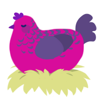 A fuchsia and overcast chicken with a half-lace pattern
