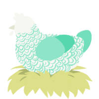 Spectral Lights, a white and mint chicken with a double-lace pattern