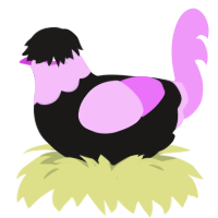 beauty, a sable and lavender chicken with a head pattern