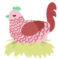 flesh tones, a rose and red chicken with a lace pattern