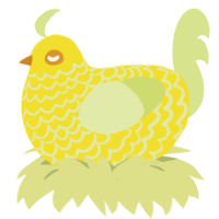 wet son corn cob, a yellow and lemon chicken with a lace pattern