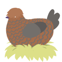 suspicious turd, a brown and grey chicken with a lace pattern