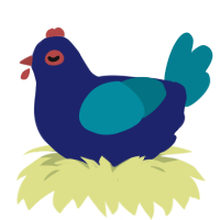 Bluey, a navy and sea chicken
