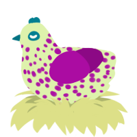 fart under a blanket, a apple and plum chicken with a speckle pattern