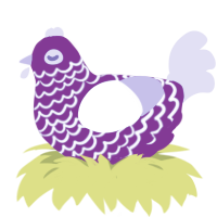 A plum and lilac chicken with a lace pattern
