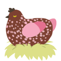 Werewolf, a russet and rose chicken with a speckle pattern