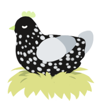 A sable and mist chicken with a speckle pattern