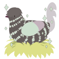 A overcast and lavender chicken with a bar pattern