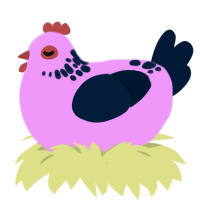 has 42 in ID, a lavender and tumblr chicken with a neck-speckle pattern