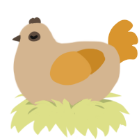 A beige and orange chicken