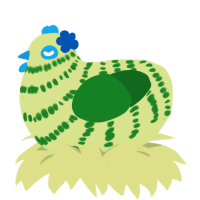 A lemon and leaf chicken with a bar pattern