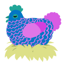 A sapphire and orchid chicken with a lace pattern
