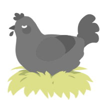 A brown and violet chicken