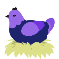 A navy and blurple chicken with a head pattern