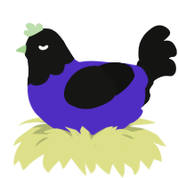 bookkeeper, a indigo and black chicken with a head pattern