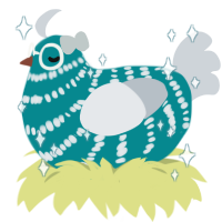 Wyrm, a teal and mist chicken with a bar pattern