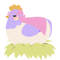 Thimble, a cream and lilac chicken with a head pattern