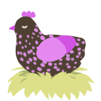 Marscesens, a bark and lavender chicken with a speckle pattern