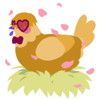 A ochre and honey chicken with a head pattern