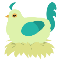 A apple and turquoise chicken