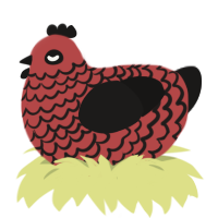One X, a red and sable chicken with a lace pattern