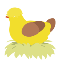 Dente di Leone, a yellow and brown chicken