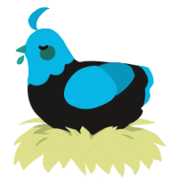 Twitter darkmode, a sable and cerulean chicken with a head pattern