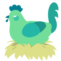 Sjø, a spring and turquoise chicken