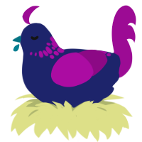 (unnamed), a navy and plum chicken with a neck-speckle pattern